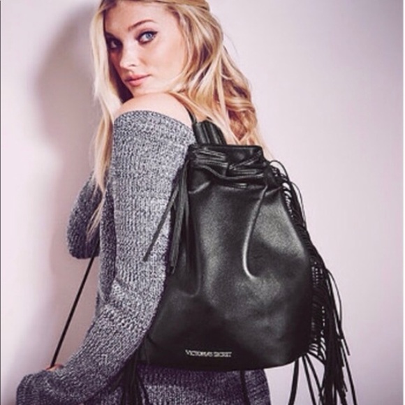 *SOLD*Victoria’s Secret black leather fringe bag - Picture 4 of 5